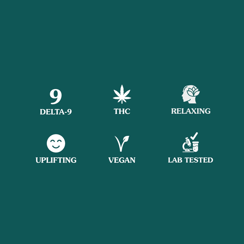 Kind Oasis Delta 9 THC 20mg gummies, relaxing, uplifting, vegan and lab tested