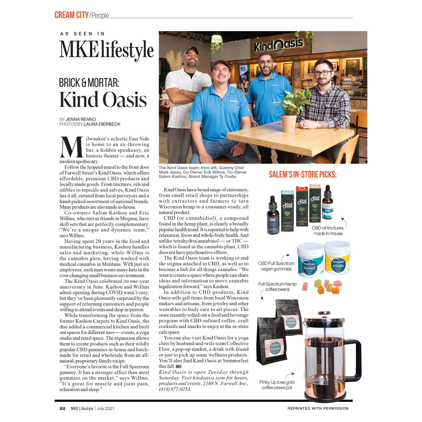 Kind Oasis Featured in MKE Lifestyle Magazine!
