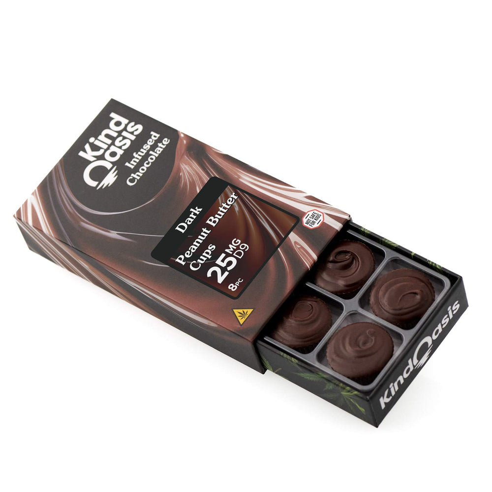
                  
                    Delta 9 THC 25mg - Peanut Butter Cups - 8ct - Dark Chocolate
                  
                