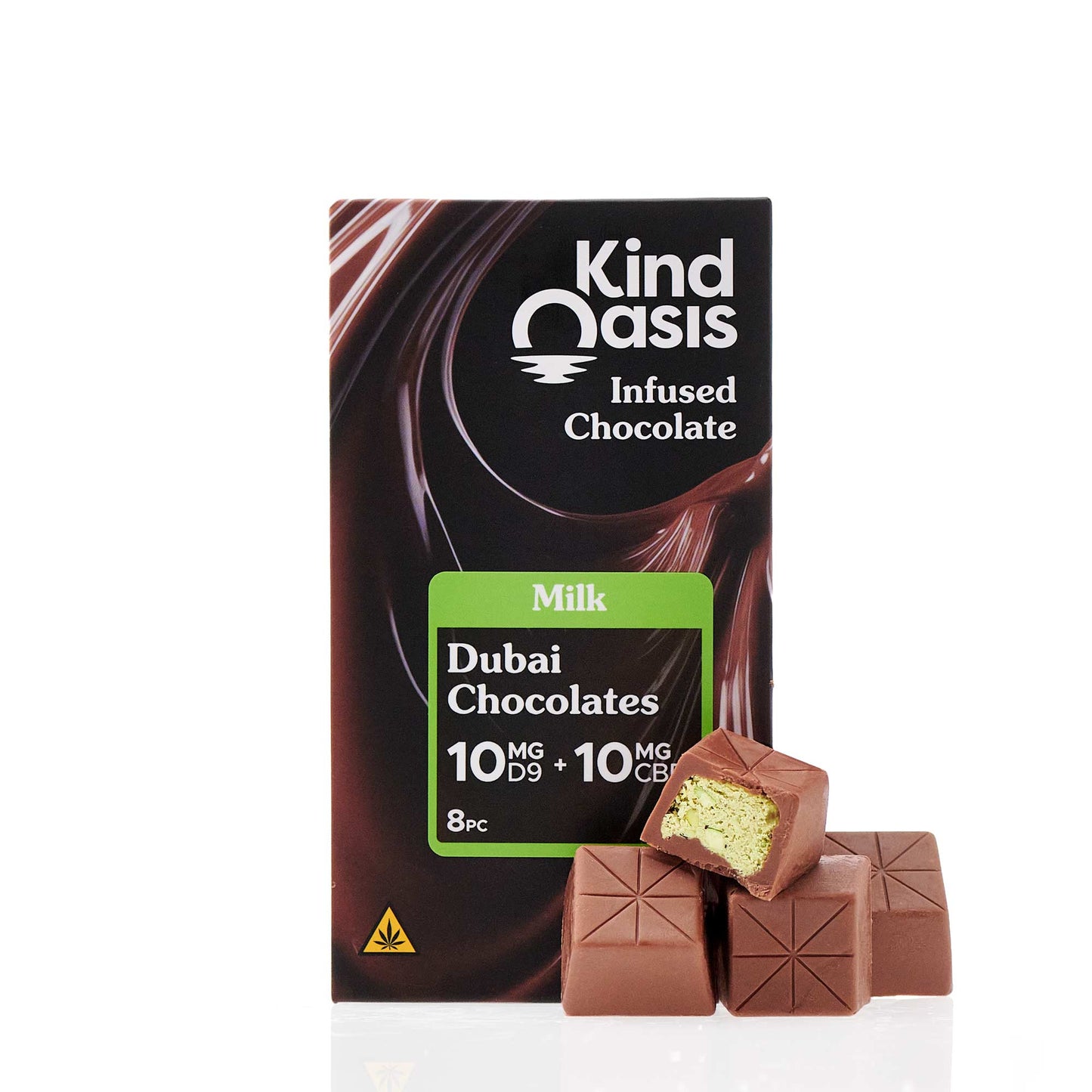 Delta 9 THC 10mg + CBD 10mg - Milk Chocolate Dubai Chocolates 8ct