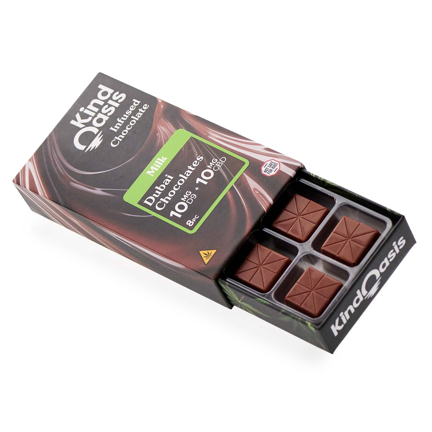 Delta 9 THC 10mg + CBD 10mg - Milk Chocolate Dubai Chocolates 8ct