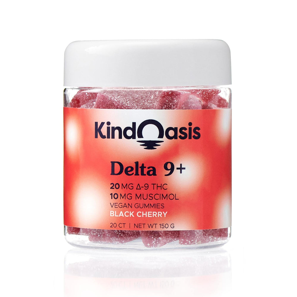 
                  
                    Kind Oasis Gummies - Delta 9 THC 20mg + Muscimol 10mg - 20ct Black Cherry
                  
                
