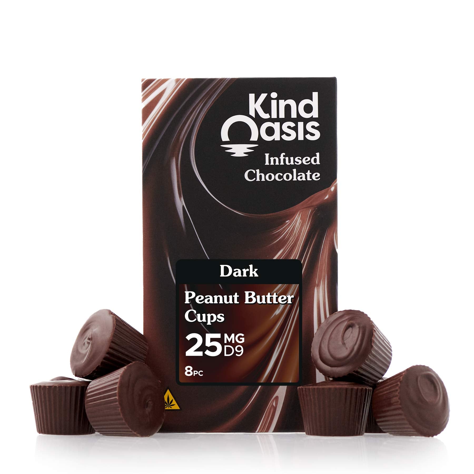Dark Chocolate Peanut Butter Cups - Delta 9 THC 25mg - 8ct – Kind