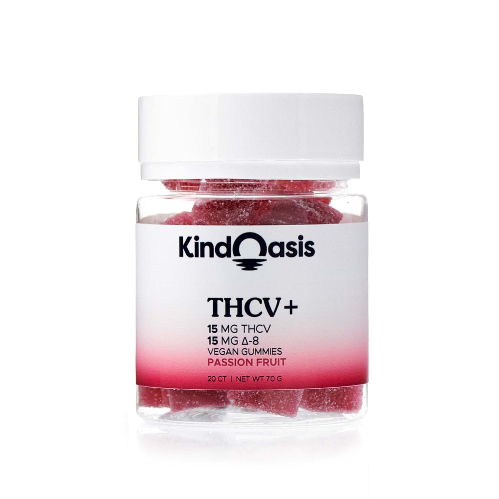 
                  
                    Kind Oasis Gummies - THCv 15mg + Delta 8 THC 15mg - 20ct Passion Fruit
                  
                